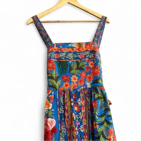 Farm Rio Floral Blue Maxi Dress Size Small NWT - Picture 5 of 8
